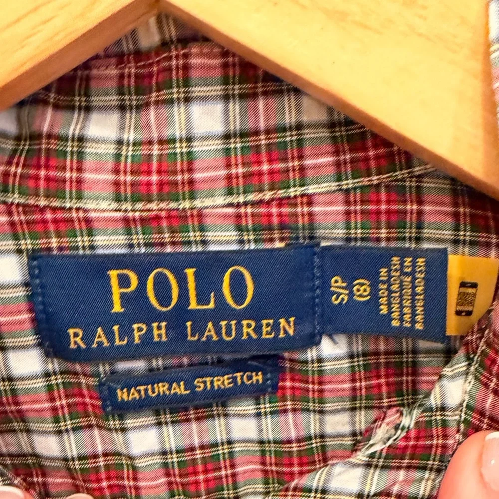Polo Ralph Lauren Boys Plaid Button Down Shirt Size 8‎ Natural Stretch